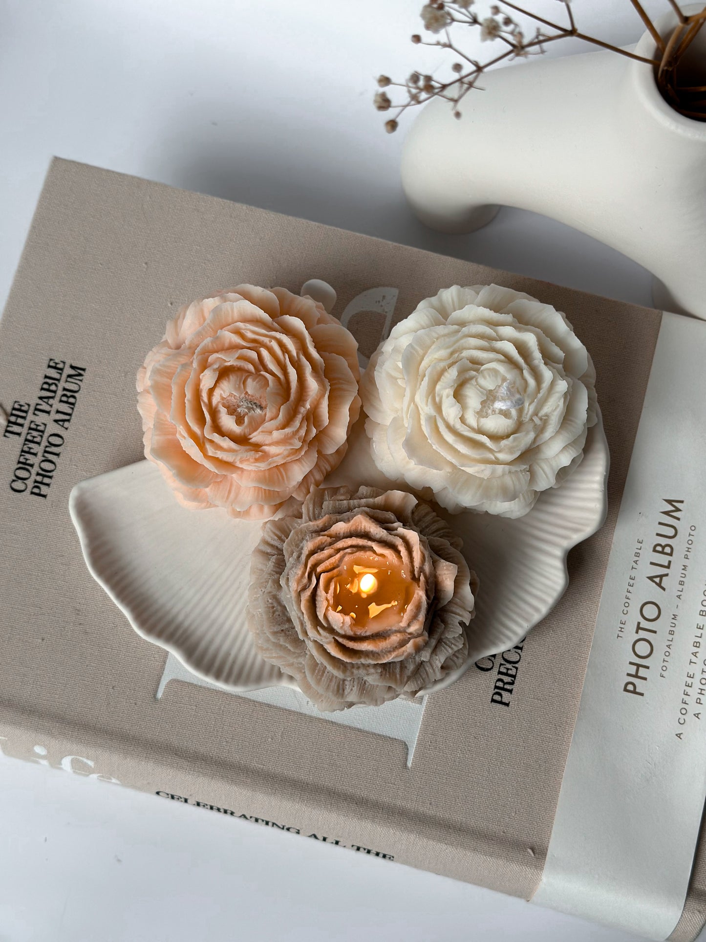Peony Flower Candle