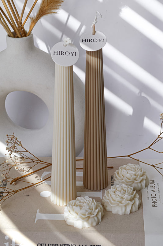 elegant ribbed 2cm thick taper candle