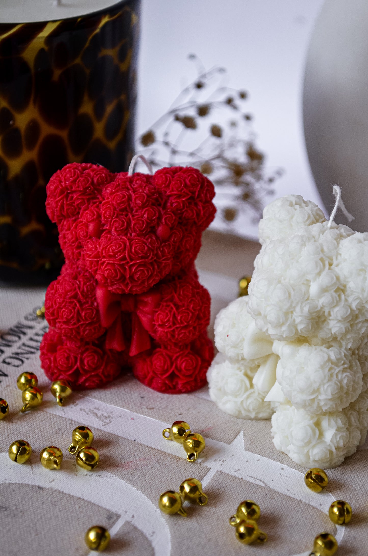 small rose teddy bear soy candle