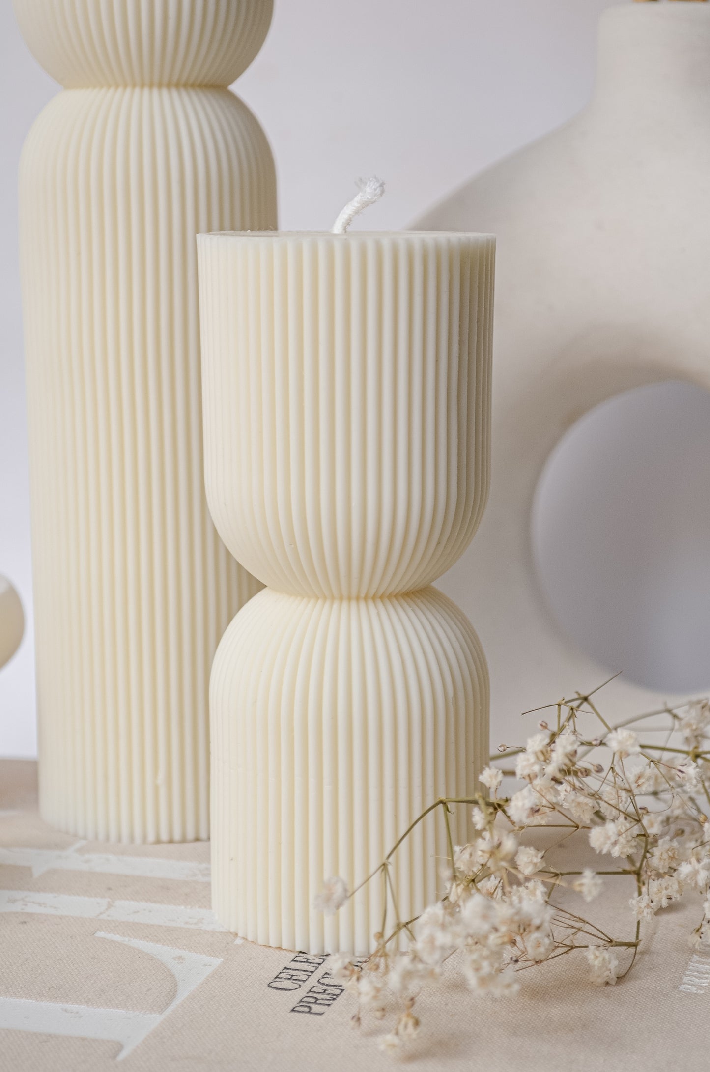 Ribbed Modern Pillar Candle