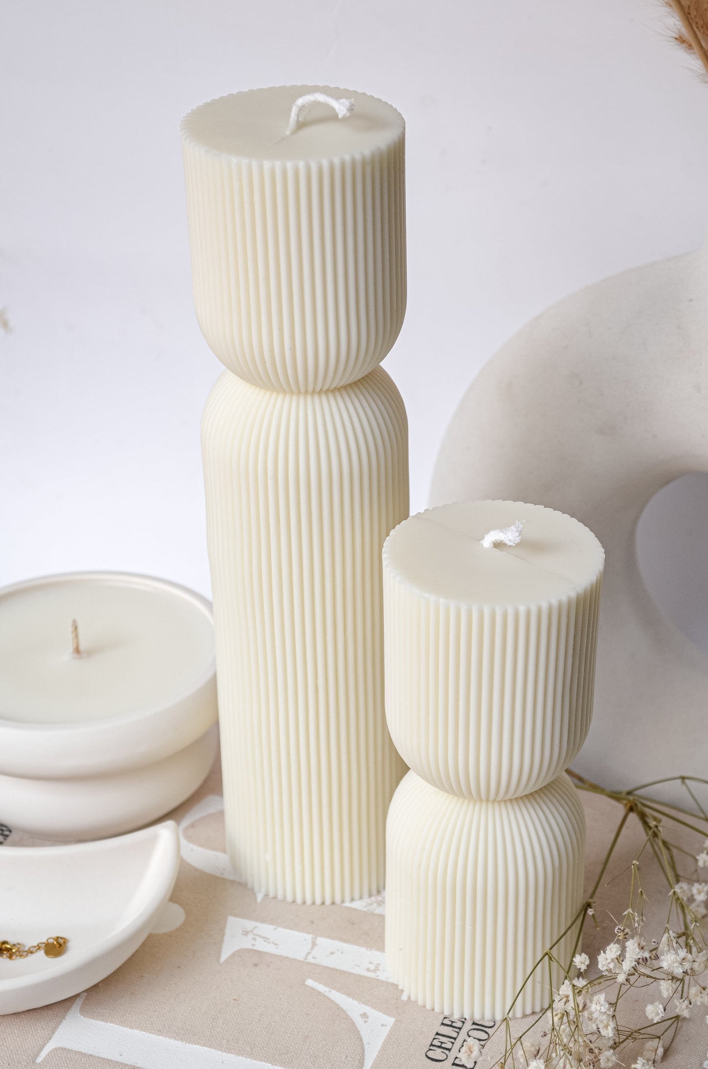 Ribbed Modern Pillar Candle