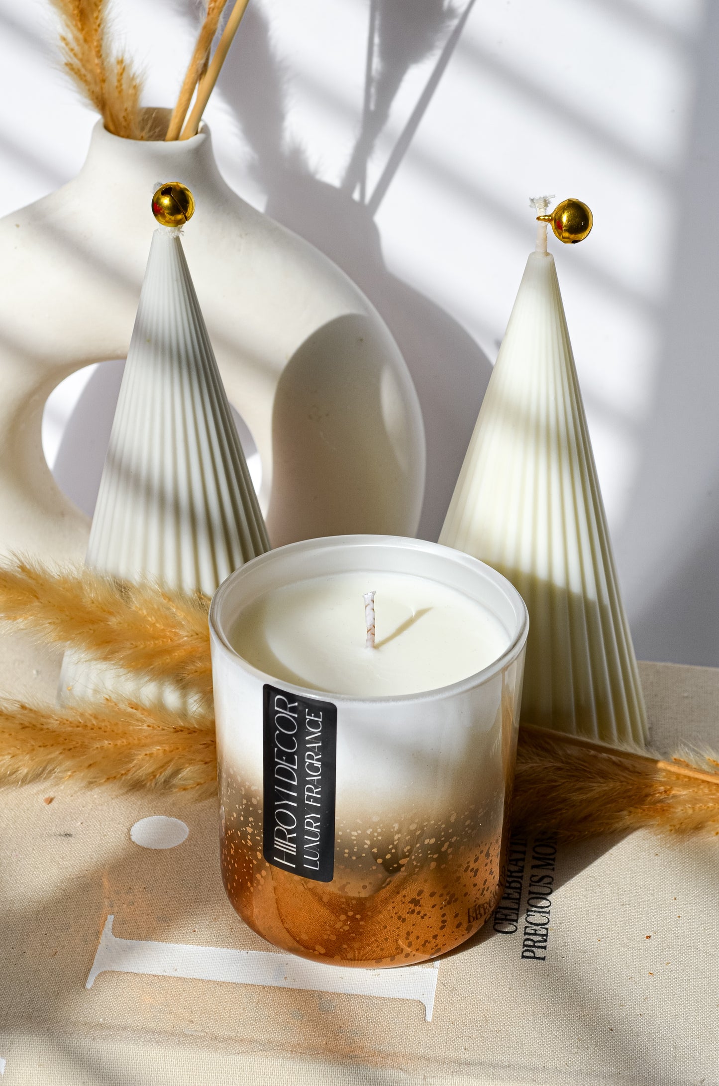Christmas jar with white and metallic gold