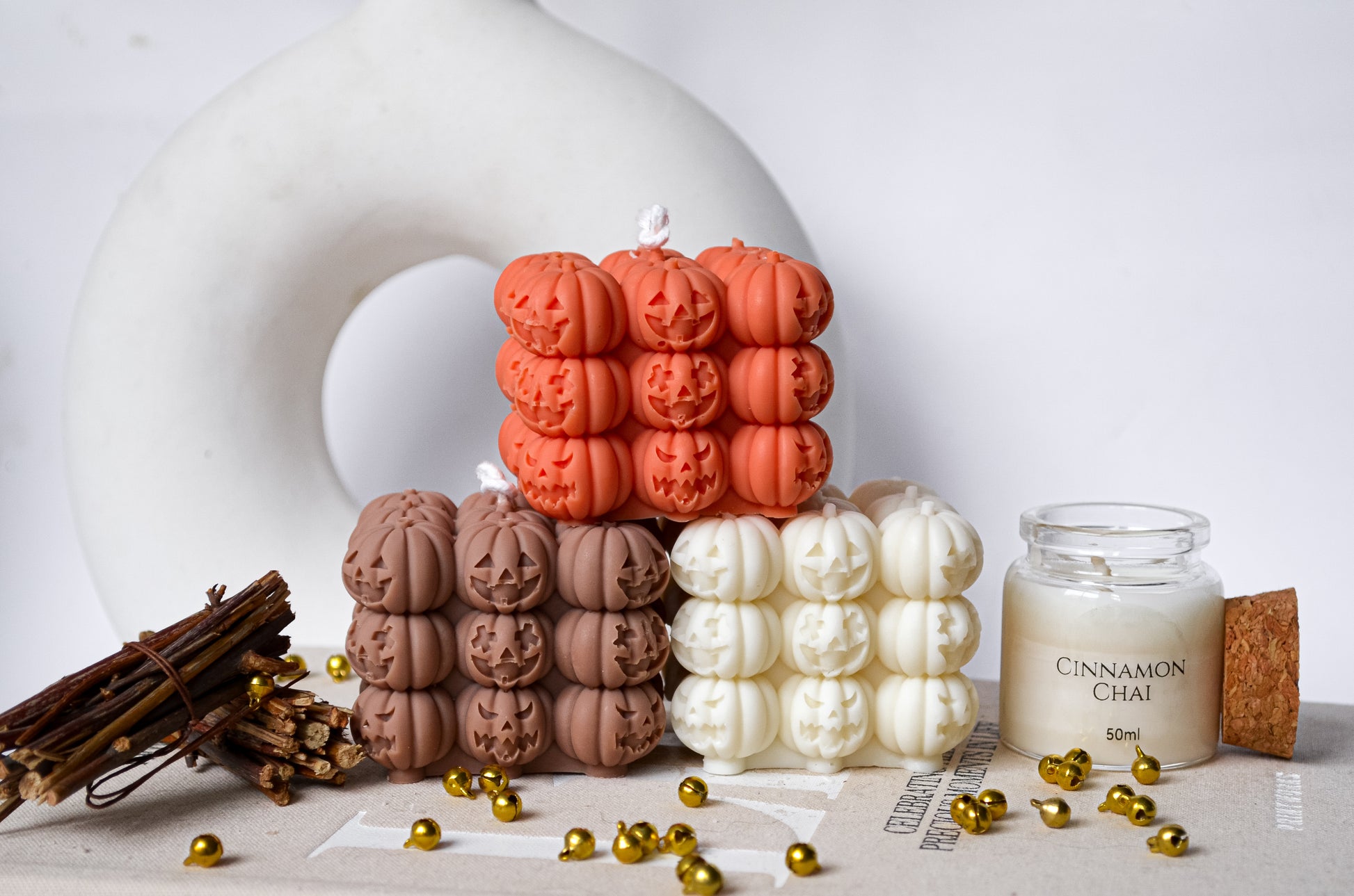 cozy pumpkin halloween candles