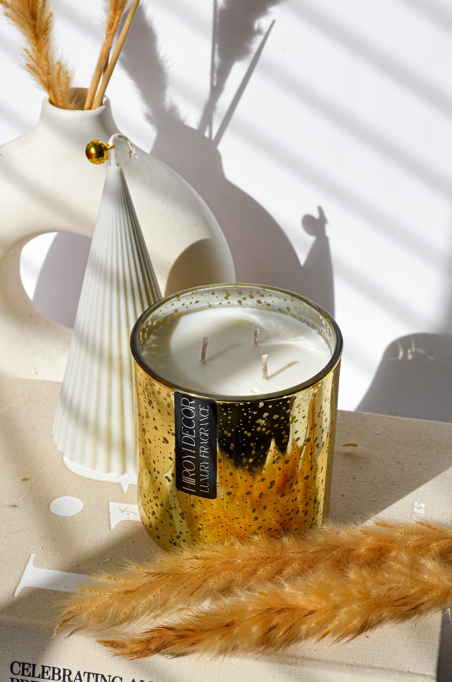 Large Gold Christmas Candle Jar