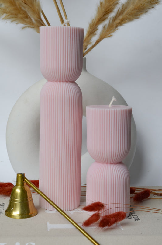 Hourglass Ribbed Pillar Candle