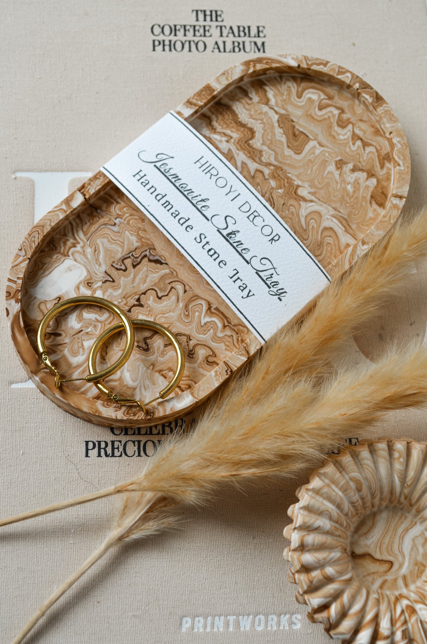 Brown Marble Effect Oval Tray