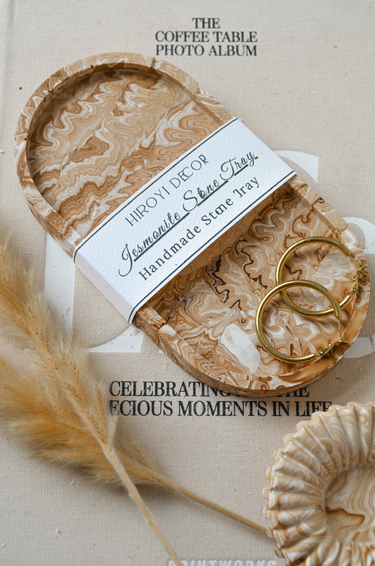 Brown Marble Effect Oval Tray