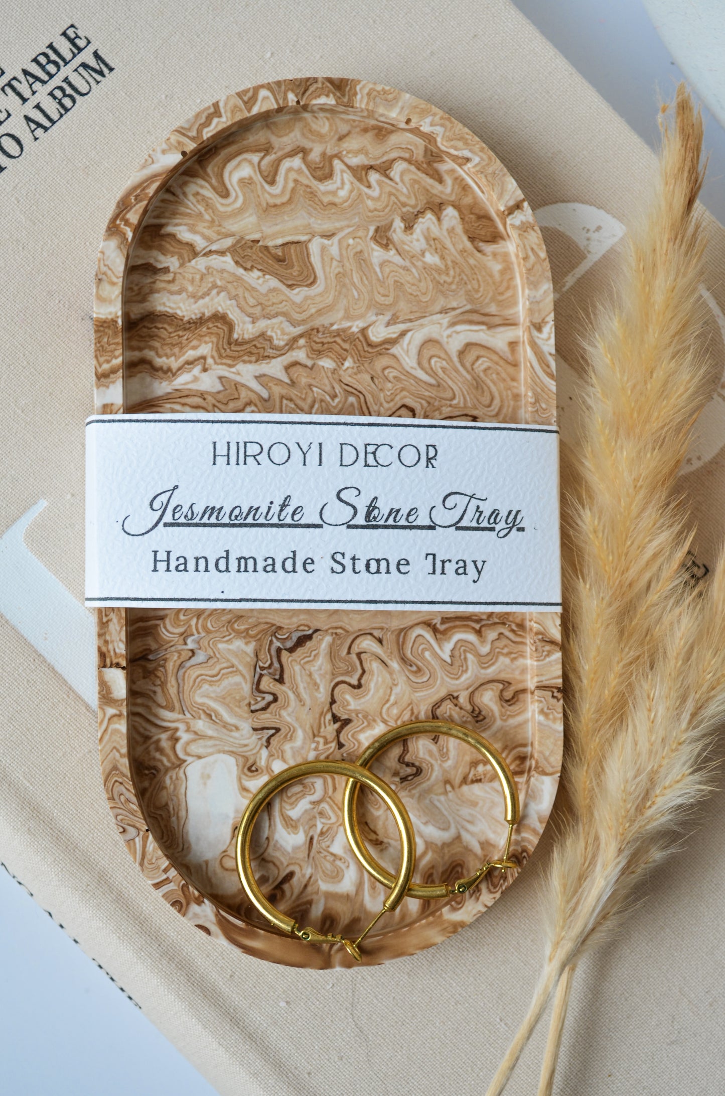 Brown Marble Effect Oval Tray