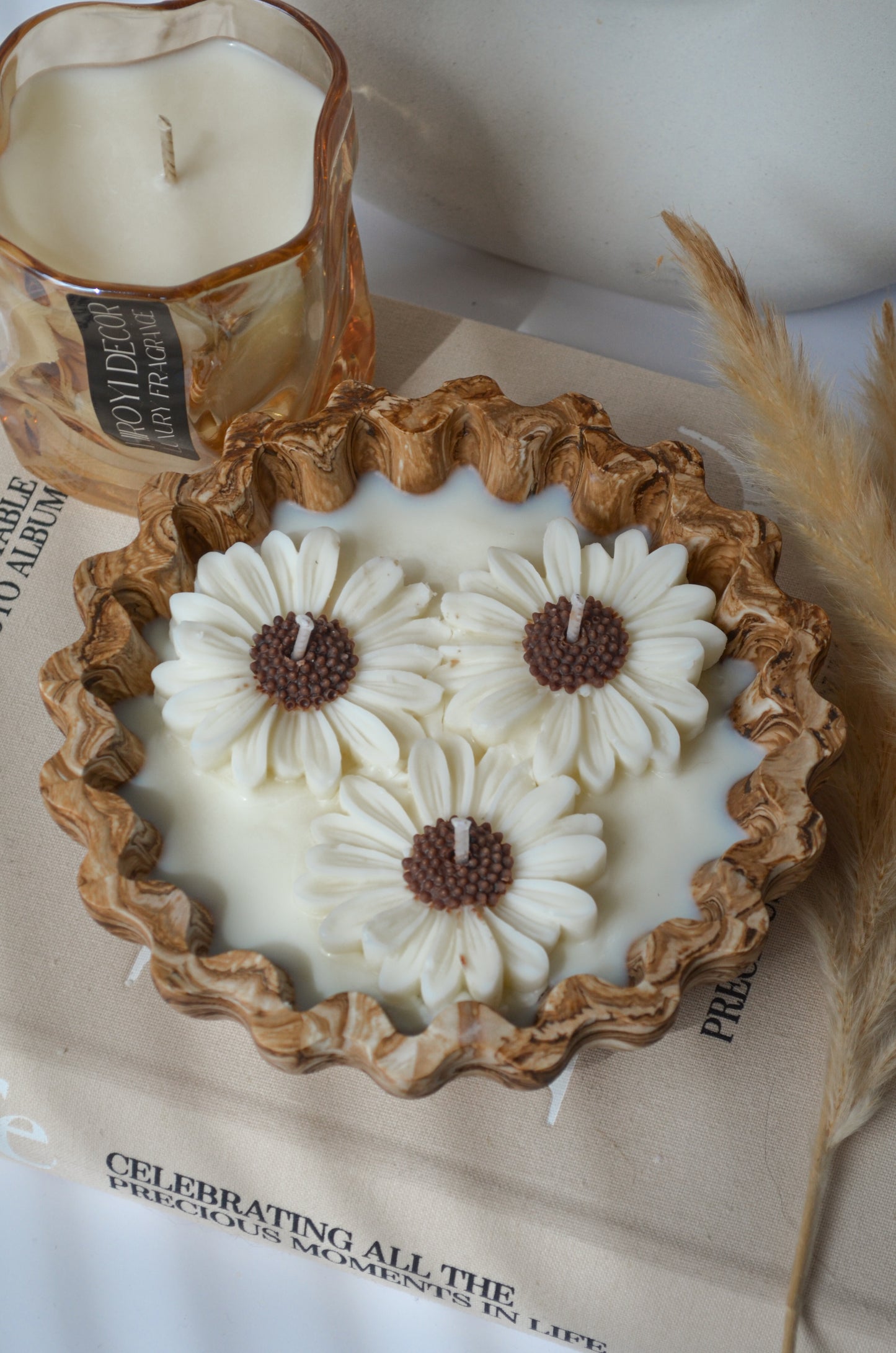 Handmade Daisy Flower Soy Candle