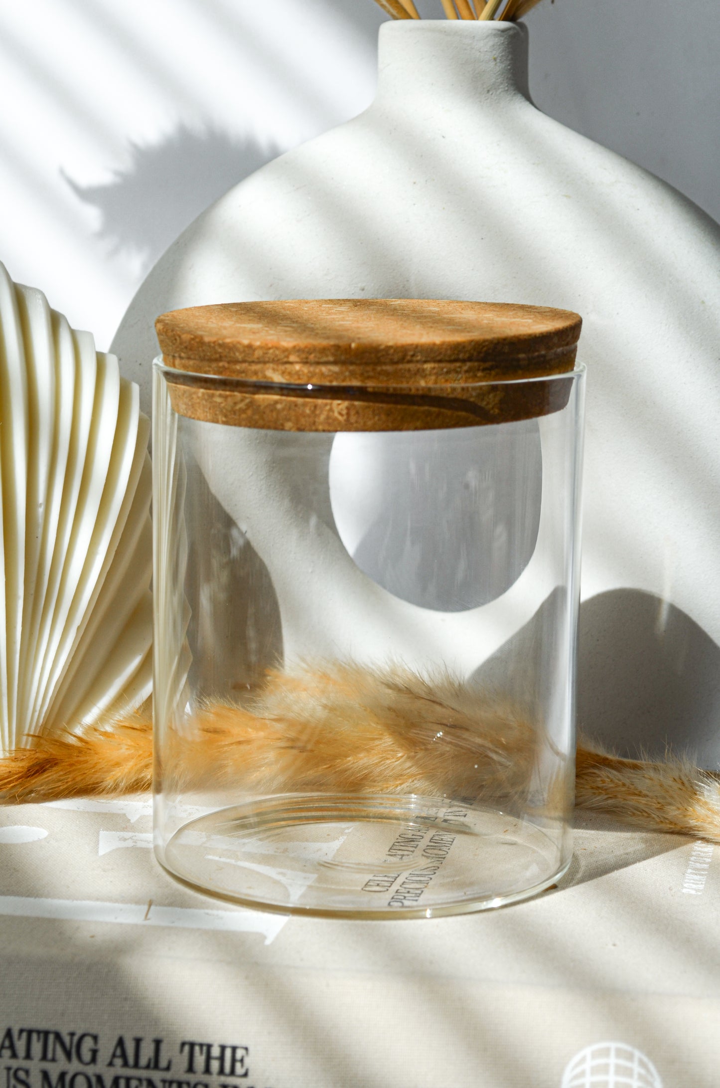 Cylinder Glass Container with Cork Top