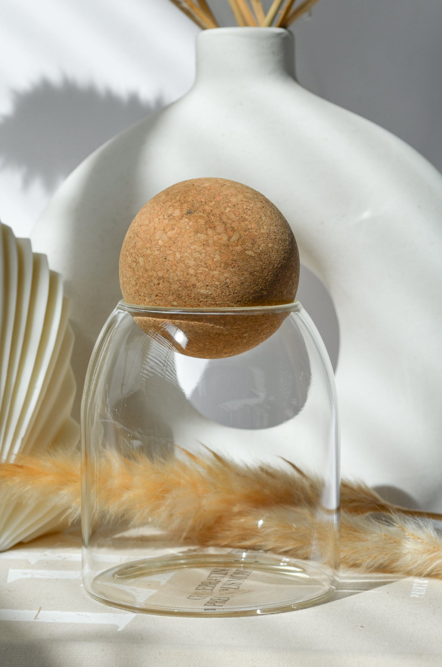 Glass Container with Cork Ball