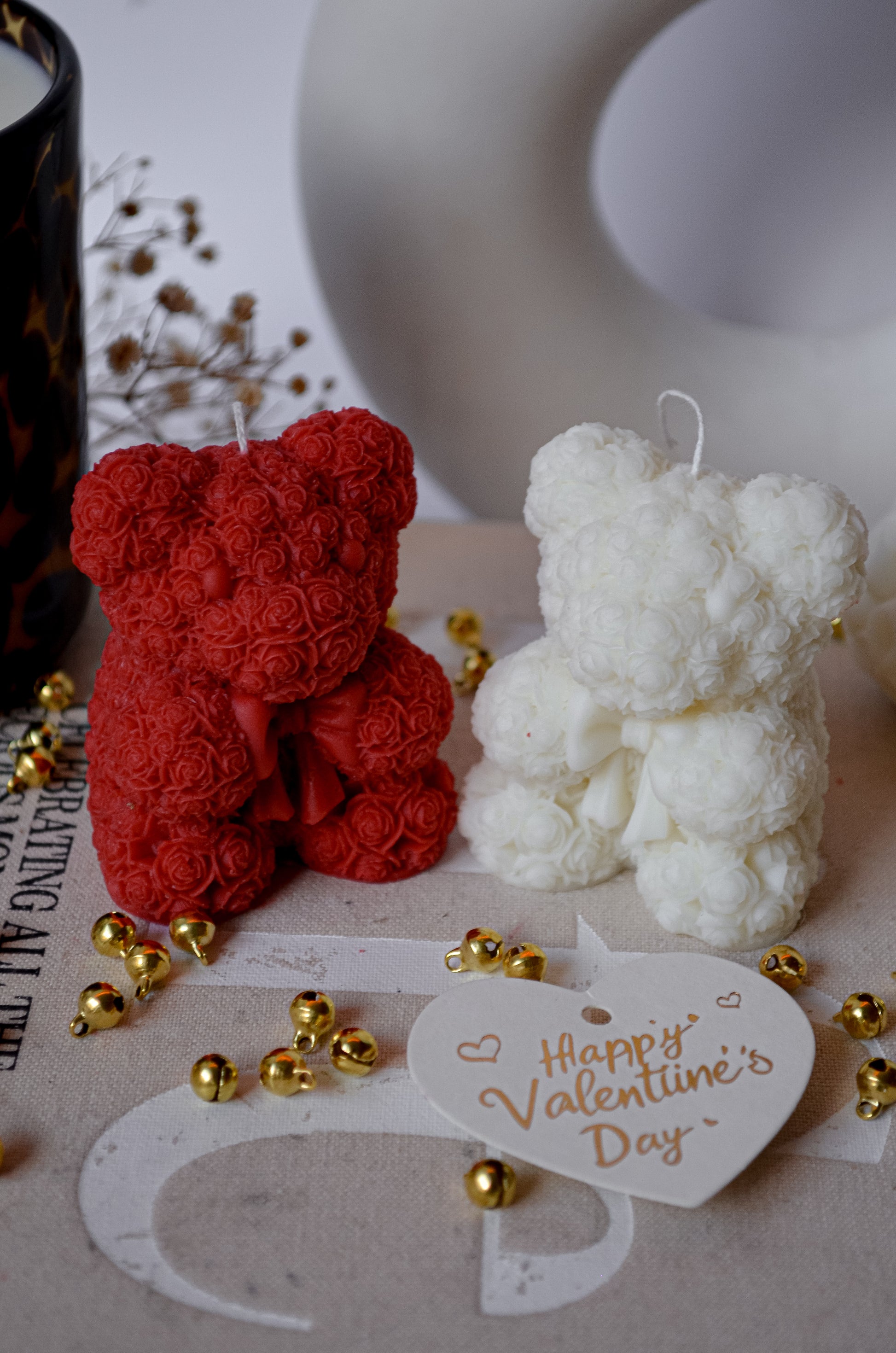 small rose teddy bear soy candle