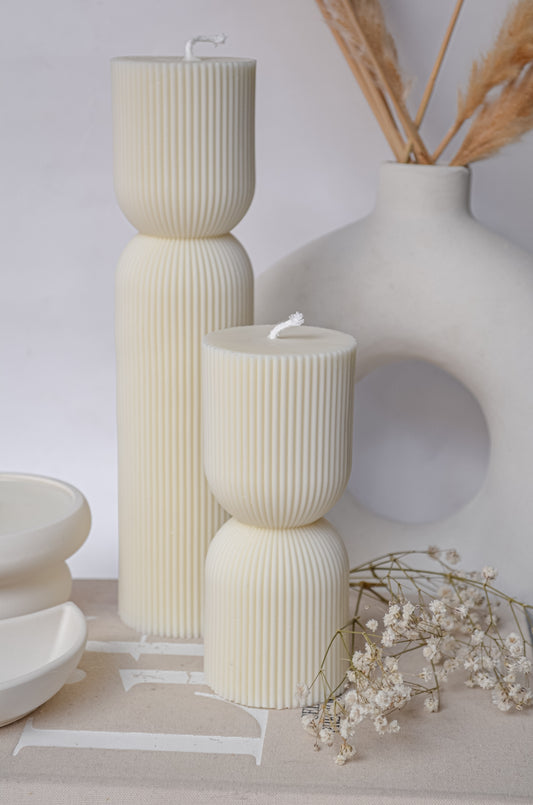 Ribbed Modern Pillar Candle