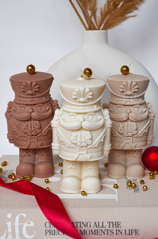 Nut Cracker christmas pillar candle