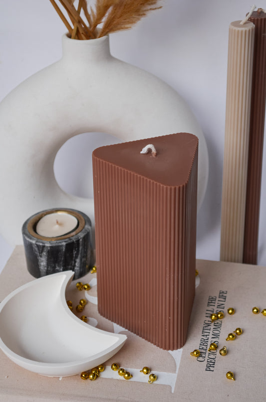 Ribbed Triangle Minimalist Pillar Candle